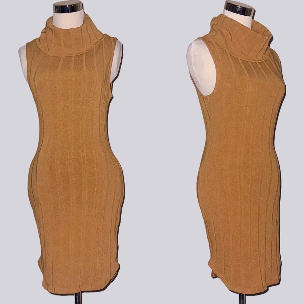 Cowl Neck Sleeveless Sweater Dress